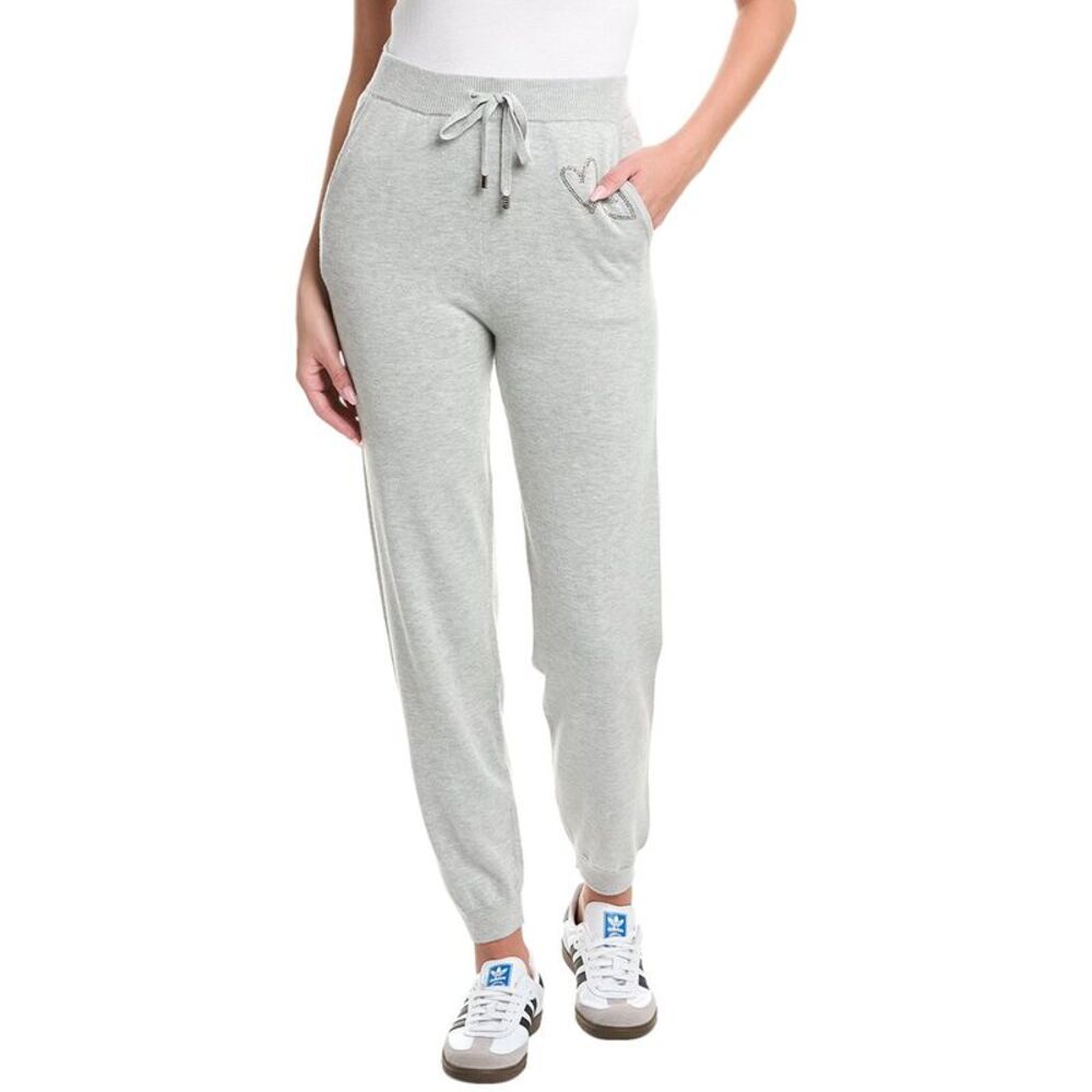 Wispr Womens  Heart Hot Fix Silk-Blend Jogger, Grey